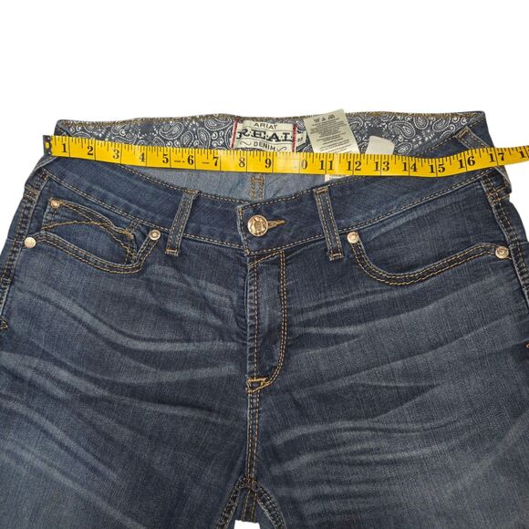 Ariat REAL Women Denim Mid Rise Stretch Boot Cut Jean Size 33x25 Short Inseam - Picture 11 of 13